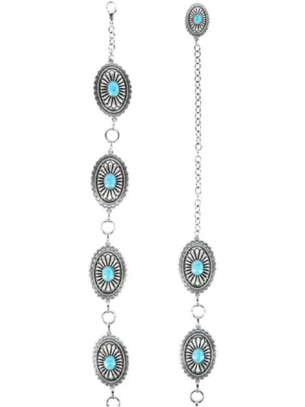 Stylish Women's Concho Belt with Black Center Stones & Lobster Claw Closure